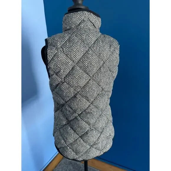 J.Crew Herringbone Quilted Puffer Vest Down Fill Zip Front Pockets XXS - Picture 2 of 9